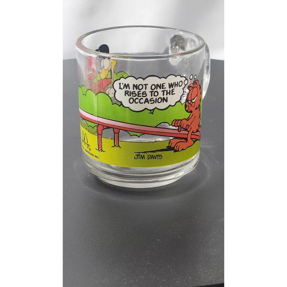 Vintage 1978 Garfield McDonalds Clear Glass Coffee Mug Cup Jim Davis